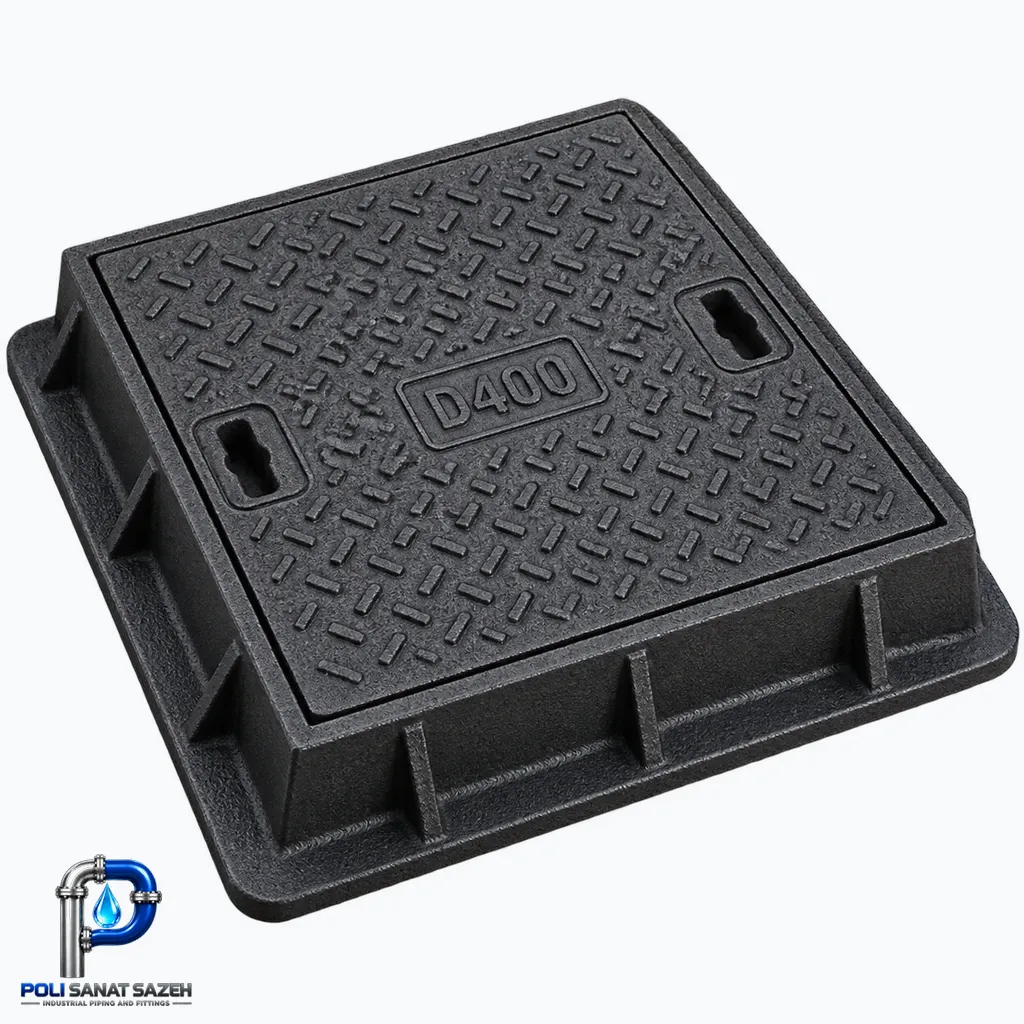 دریچه منهول 80x80 چدنی D400 - پلی صنعت سازه